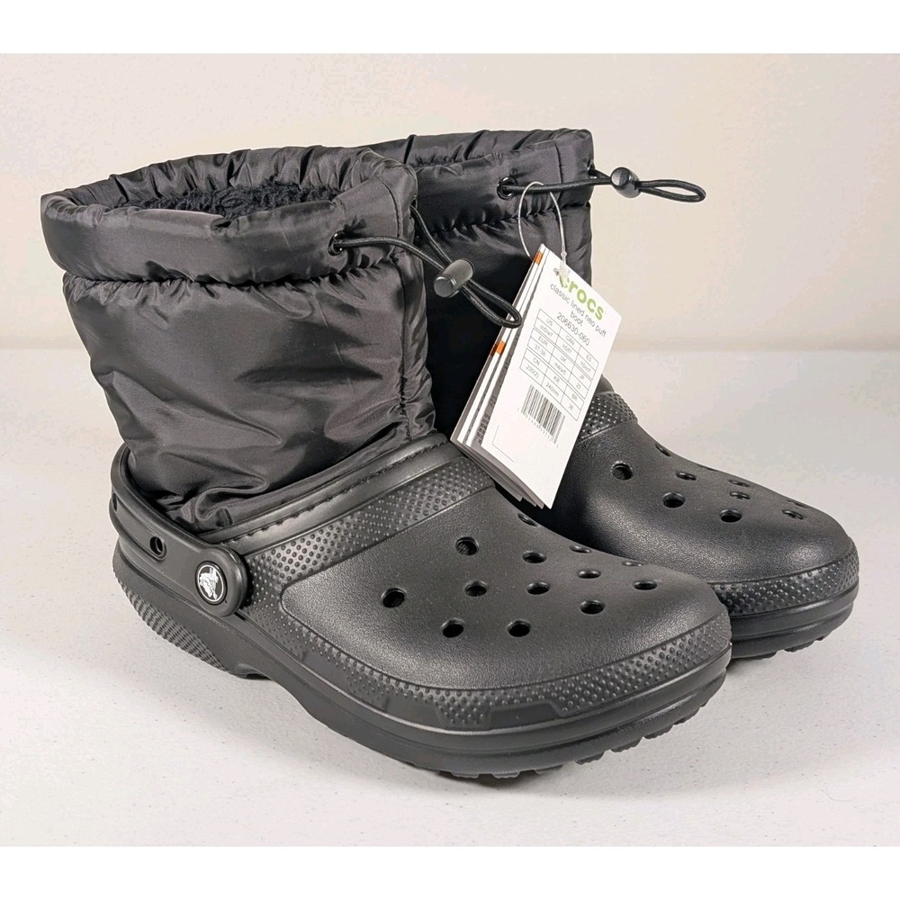 Crocs Classic Lined Neo Puff Unisex Boots Black 5 Mens / 7 Women's New